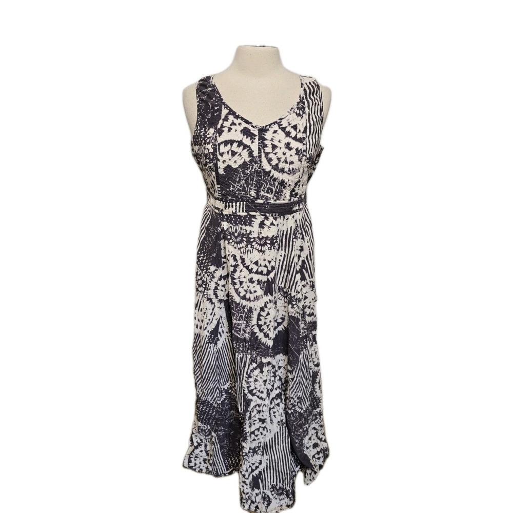 Coldwater Creek Dress Womens 12 Purple White Abstract Sleeveless Midi Sundress